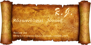 Rózsavölgyi József névjegykártya